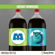 Monsters Inc. 2 Liter Birthday Bottle Labels